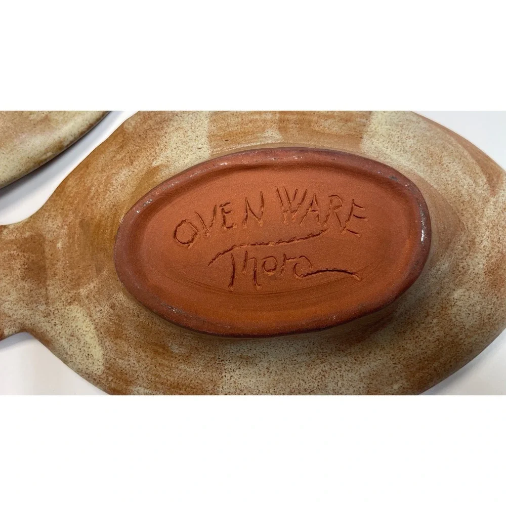 VTG Ovenware by Thora Terracotta Fish Baking Dishes Pottery Stoneware Set of 2